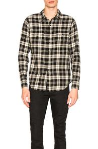 Saint Laurent Classic Western Shirt In Black,plaid,white
