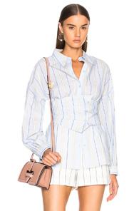 Tibi Corset Belted Top In Blue