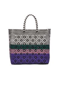 Truss Medium Sunset Tote In White,checkered & Plaid,black,purple