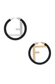 Fendi Ff Hoop Earrings In Black