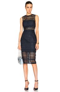 Nicholas Braided Lace Fitted Dress In Blue