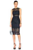 Nicholas Braided Lace Fitted Dress In Blue