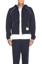 Thom Browne Knit Tech Piping Hoodie In Blue