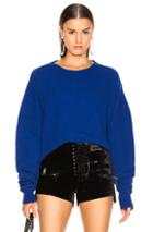 Unravel Rib Oversize Chopped Crew Sweater In Blue