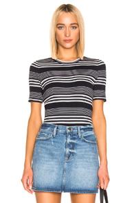 Frame Panel Short Sleeve Crew In Blue,stripes