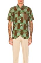 Junya Watanabe Cupra Modal Voile Print & Cotton Stripe Shirt In Brown,green,floral