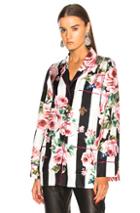 Dolce & Gabbana Floral Striped Twill Pajama Top In Floral,white,pink,stripes