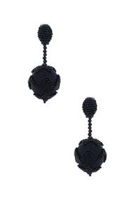 Oscar De La Renta Beaded Chevron Ball Earring In Black