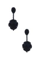Oscar De La Renta Beaded Chevron Ball Earring In Black
