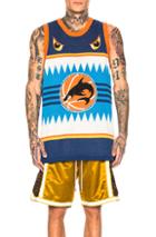 Just Don Basketball Tank Jersey In Animal Print,blue,stripes
