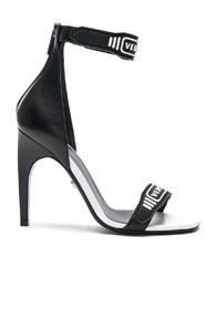 Versace Logo Ankle Strap Leather Sandals In Black