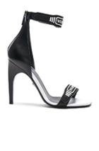 Versace Logo Ankle Strap Leather Sandals In Black