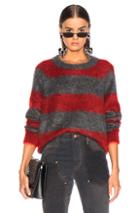T By Alexander Wang Mohair Stripe Pullover Sweater In Gray,red,stripes