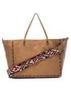 Valentino Guitar Rockstud Rolling Double Large Tote In Red,neutrals