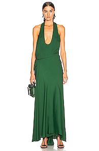 Haider Ackermann Halter Wrap Dress In Green