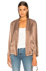 Raquel Allegra Pebble Satin Shrunken Blazer In Brown