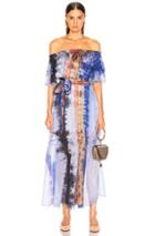 Raquel Allegra Ruffle Maxi Dress In Blue,purple,tie Dye