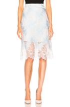 Carven Lace Midi Skirt In Blue,floral,white