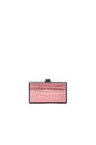Edie Parker Jean Croc Panel In Black,animal,metallics,pink