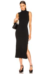 Nicholas Compact Column Slit Dress In Black
