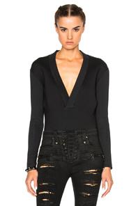 Unravel Scuba Elongated Sleeve Bodysuit In Black