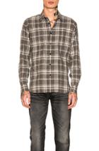 Saint Laurent Striped Tunnel Collar Shirt In Gray,checkered & Paid
