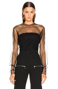 Cushnie Sheer Tulle Top In Black