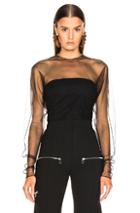 Cushnie Sheer Tulle Top In Black