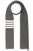 Thom Browne Cashmere Ribbed Bar Stripe Scarf In Gray,stripes