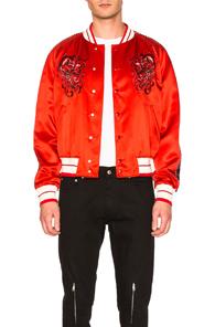 Alexander Mcqueen Embroidered Blouson In Red