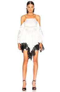 Self-portrait Pleated Satin Mini Dress In White