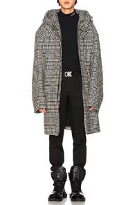 Raf Simons Padded Parka In Black,plaid,white