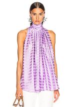 Smythe Sleeveless Turtleneck Drape Blouse In Purple,stripes