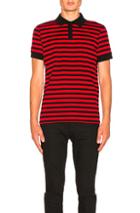 Saint Laurent Striped Polo In Red,stripes
