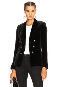 Veronica Beard Velvet Briar Double Breasted Jacket In Black