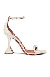 Amina Muaddi Oya Leather Sandal In White