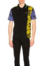 Versace Printed Polo In Abstract,black,yellow