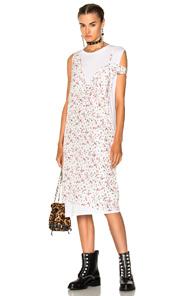 R13 Overlay Slip Dress In Floral,white