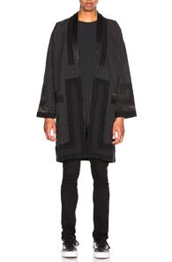 Visvim Ruunpe Coat In Black,stripes