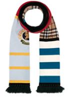 Burberry Knit Scarf In Plaid,stripes,blue,green