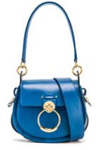 Chloe Small Tess Shiny Calfskin Shoulder Bag In Blue