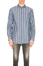 Alchemist Leather Lace Shirt In Blue,stripes