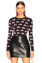Joostricot Bodycon Printed Jacquard Crew Neck Sweater In Abstract,black,pink