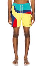 Aime Leon Dore Color Blocked Swim Trunks In Abstract,blue,red,yellow