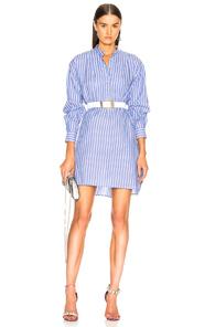 Alexachung Grandad Collar Shirt Dress In Blue,stripes