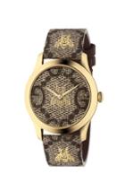 Gucci 38mm G-timeless Bee Print Watch In Brown