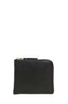 Comme Des Garcons 3/4 Zip Wallet With Gold Zip In Black