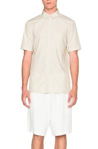Helmut Lang Whisper Shirting Seamed Short Sleeve Shirt In Neutrals