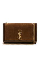 Saint Laurent Medium Suede Monogramme Kate Chain Bag In Brown