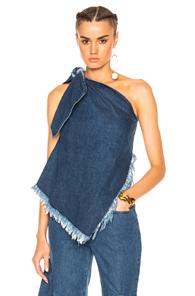 Marques ' Almeida Knot Top One Shoulder Top In Blue